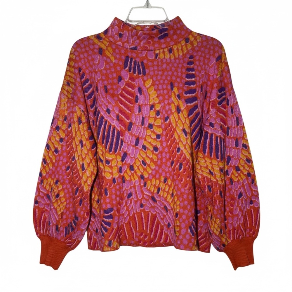 Karlie Vibrant Multicolor Mock Neck Sweater –‎ Size L – 100% Cotton